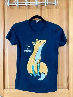 Women’s 'Fox in Socks' Navy Graphic Tee Cotton
